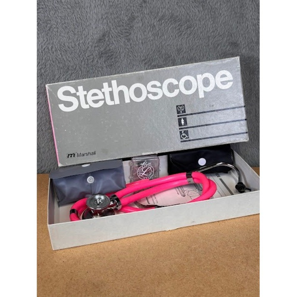 Vintage Marshall Sprague Rappaport Stethoscope Neon Pink 22in Omron 416-22-NPK